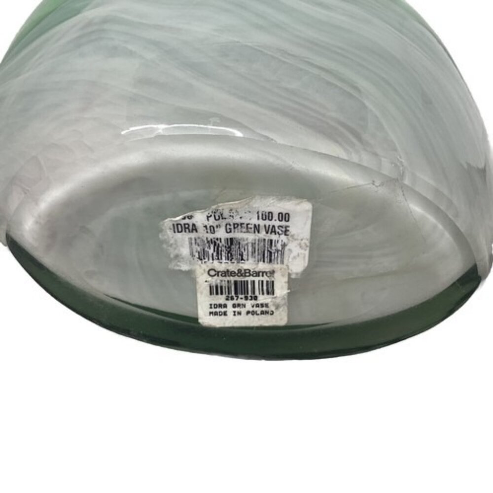 Crate and Barrel IDRA 10” Green Glass Vase Made In Poland Christmas Gift - Picture 3 of 5